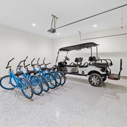 Embrace a coastal adventure in the golf cart or on the bikes