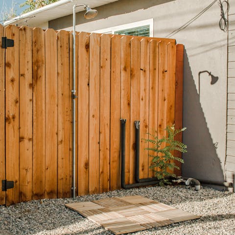 Cool off after a hike with a refreshing outdoor shower