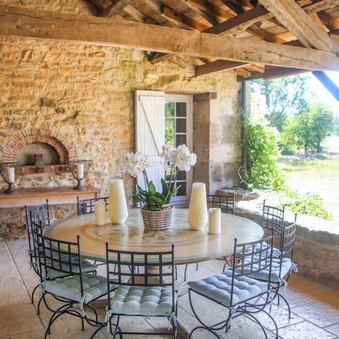 Devour alfresco meals under this wonderful covered terrace