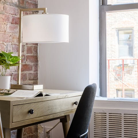 Write a diary of your time in New York at the desk or catch up on work