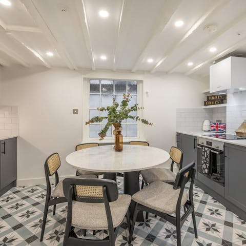 Rustle up a tasty dinner in the basement-level kitchen