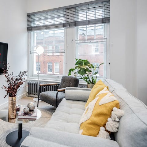 Curl up on the comfy sofa after a day of exploring