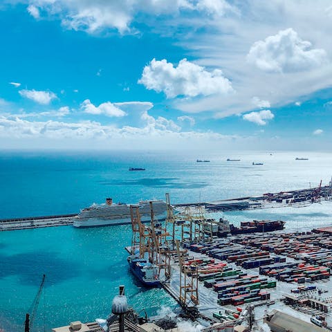 Take in the views of the port from Montjuïc Castle – it's a twenty-three-minute drive
