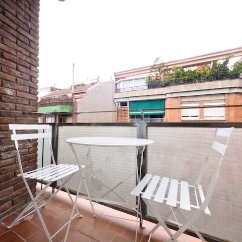 Sip your morning café con leche on the terrace
