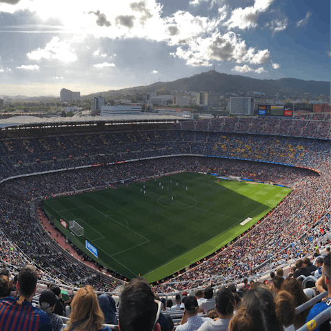 Join in with the cheers coming from Camp Nou, a short walk from home