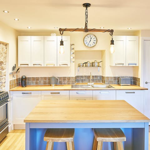 Keep one ear on the conversation and another on the timer in the socialiable open kitchen