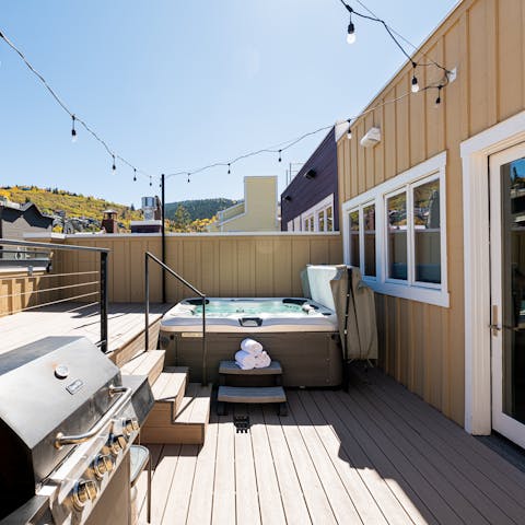 Fire up the barbecue after a soak in the hot tub