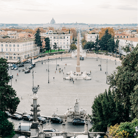 Explore Piazza del Popolo, a two-minute stroll from this home
