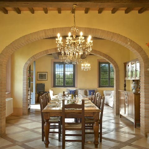 Appreciate the majestic interiors of this recently renovated traditional Tuscan home