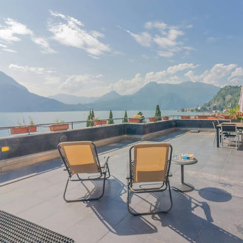 Toast the day from the sun-soaked, private terrace