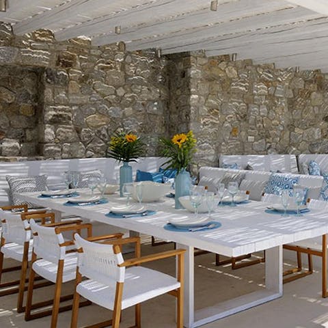 Enjoy heavenly sunset feasts in the outdoor dining area