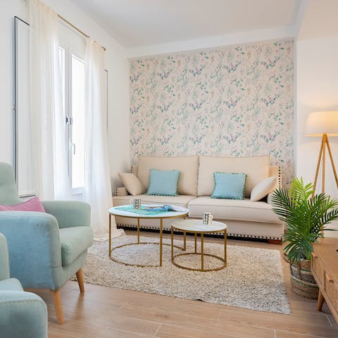 Stretch out amidst the soothing apartment interiors after a day of sight-seeing