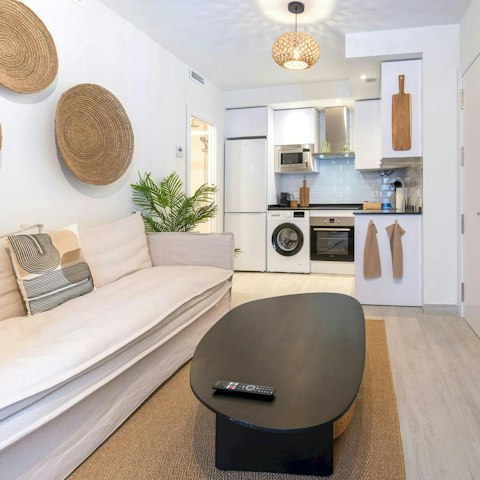 Relax in the living area before heading out for tapas