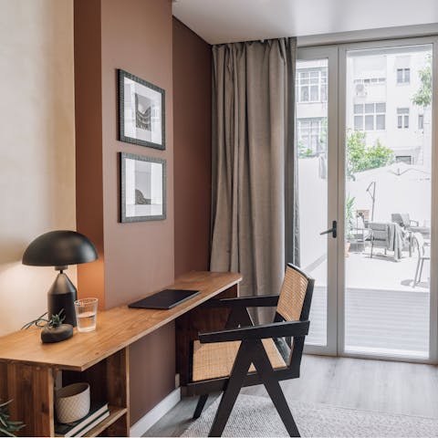 Get some work done at the desk in the living area