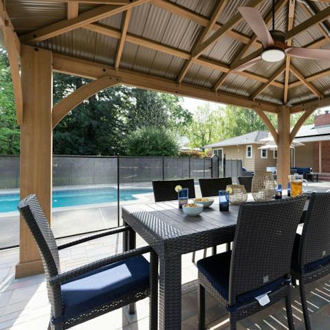 Take advantage of California's mild climate and enjoy every meal on the patio
