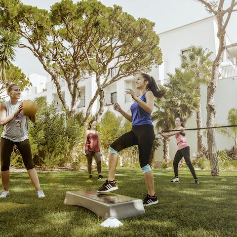 Keep fit during your stay with yoga and fitness classes offered by your host