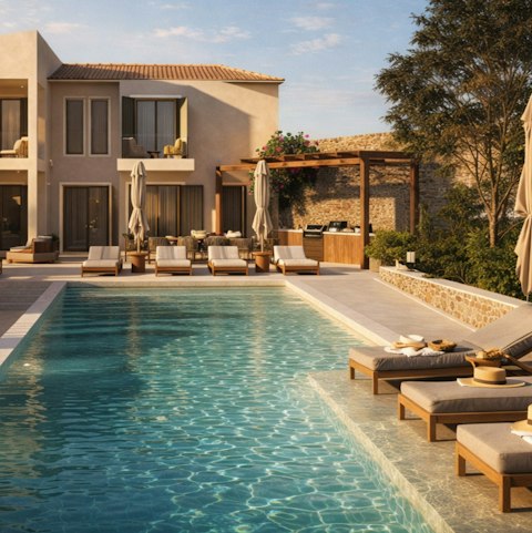 Find peace and relaxation while lounging by the pool