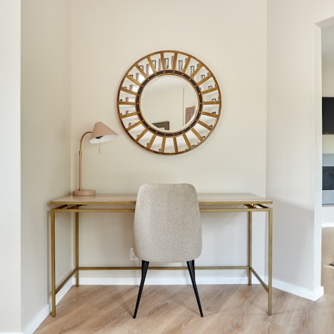 Work from home with ease at the dedicated desk space