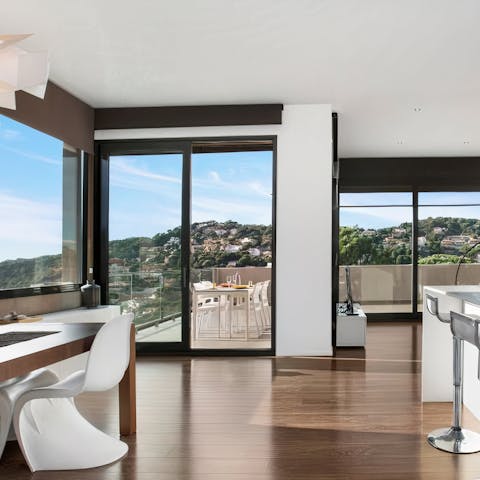 Admire the scenery through floor-to-ceiling windows