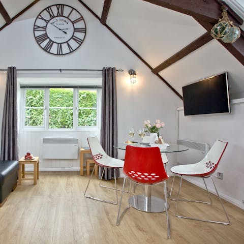 Admire the rustic vaulted interiors with a contemporary twist