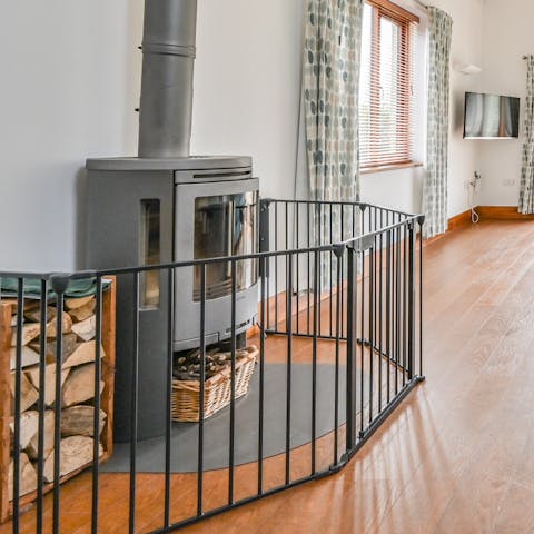 Light up the wood-burning stove on chilly winter evenings