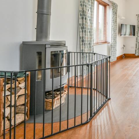Light up the wood-burning stove on chilly winter evenings