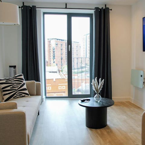 Enjoy the fifth-floor view of the city