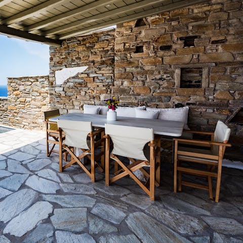 Dine by the poolside and shade from the heat of the day