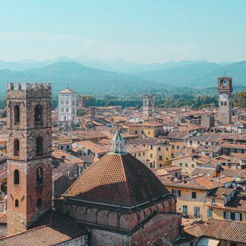 Hop on the home's bikes to explore Lucca's historic centre, a six-minute cycle away or fifteen minutes away on foot