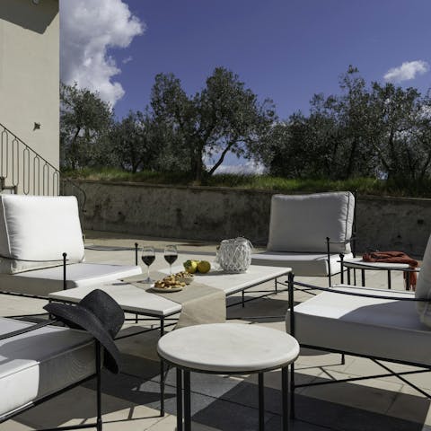 Dine alfresco or enjoy drinks on one of the numerous terraces