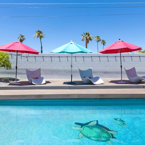 Sip Mimosas in the shade by the private pool