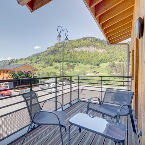 Sit out on the balcony and take in the bucolic mountain views