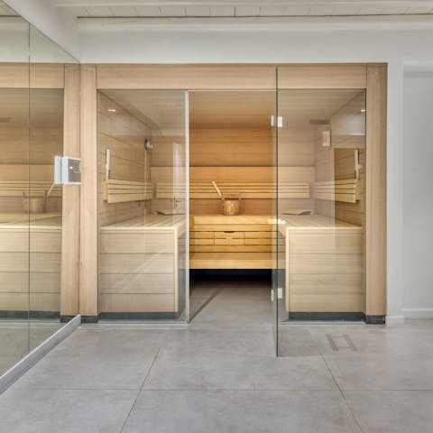 Feel a wonderful sense of wellbeing after a session in the sauna