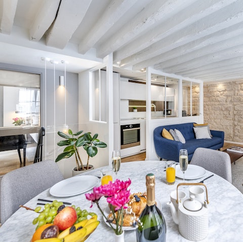 Enjoy a home-cooked meal in the light-filled living room