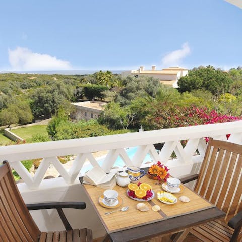 Enjoy your breakfast on the private balcony with views out to sea