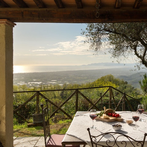 Dine alfresco with stunning views of the sea