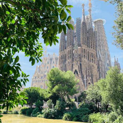 Admire Gaudi's iconic La Sagrada Familia within walking distance