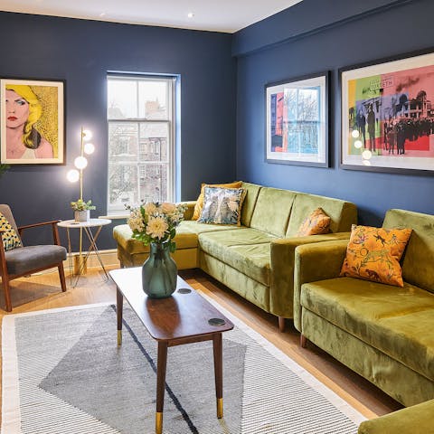 Relax on the sofas after a day of exploring the city