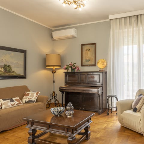 Curl up with a book in the cool comfort of the living room