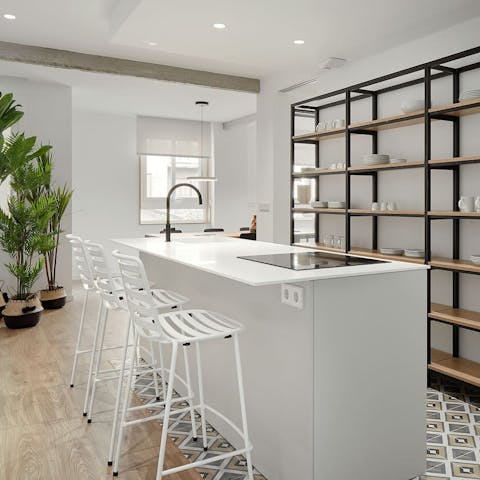 Try cooking a local speciality for supper in the chic, minimalist kitchen
