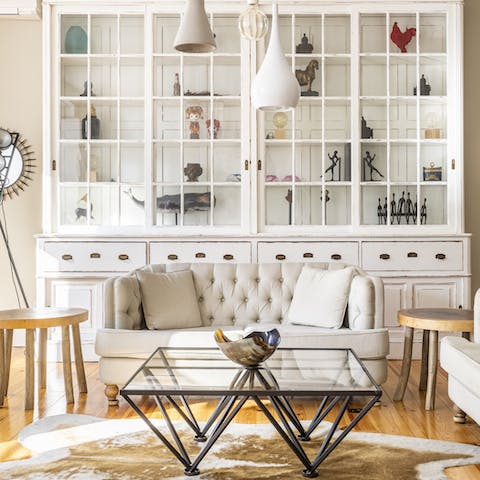 Kick back and relax on the sofas in the living area – your tired feet will thank you