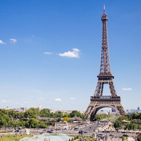 Stroll five minutes to the Eiffel Tower