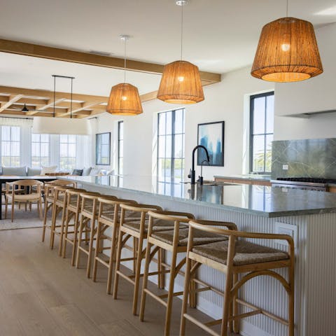 Take a seat at the huge kitchen island, perfect for group breakfasts