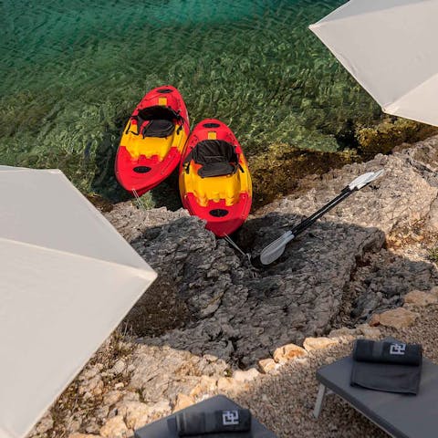 Take the kayaks out for a paddle on warm afternoons