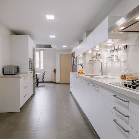 Cook some Spanish classics in the spacious kitchen
