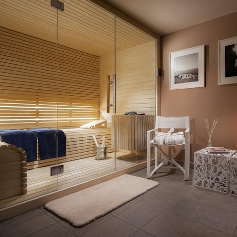 Let your cares melt away in the on-site sauna