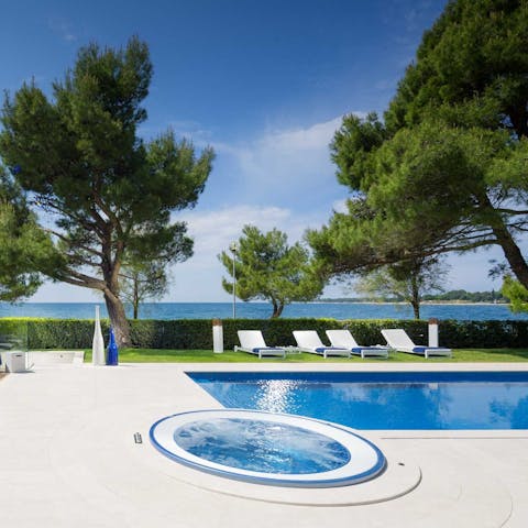 Warm up in the hot tub or cool off with a dip in the pool