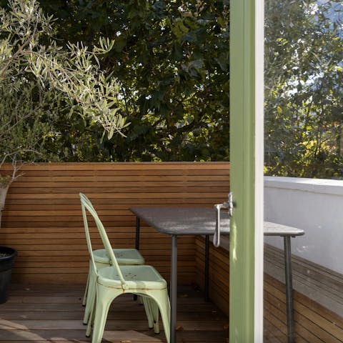 Wake up to coffee and fresh air on the terrace