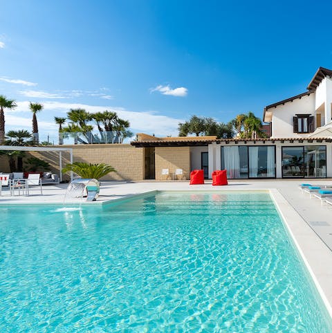 Make a splash in the sparkling swimming pool on hot days