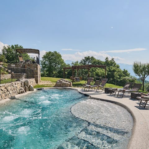 Swim in the private pool as the quiet of nature surrounds you